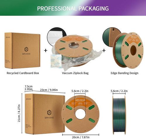 ERYONE Silk Dual-Color PLA, Purple & Green