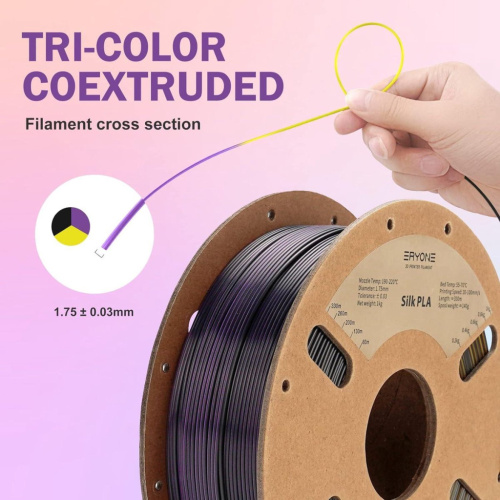 ERYONE Silk Tri-Color PLA, Black & Gold & Purple